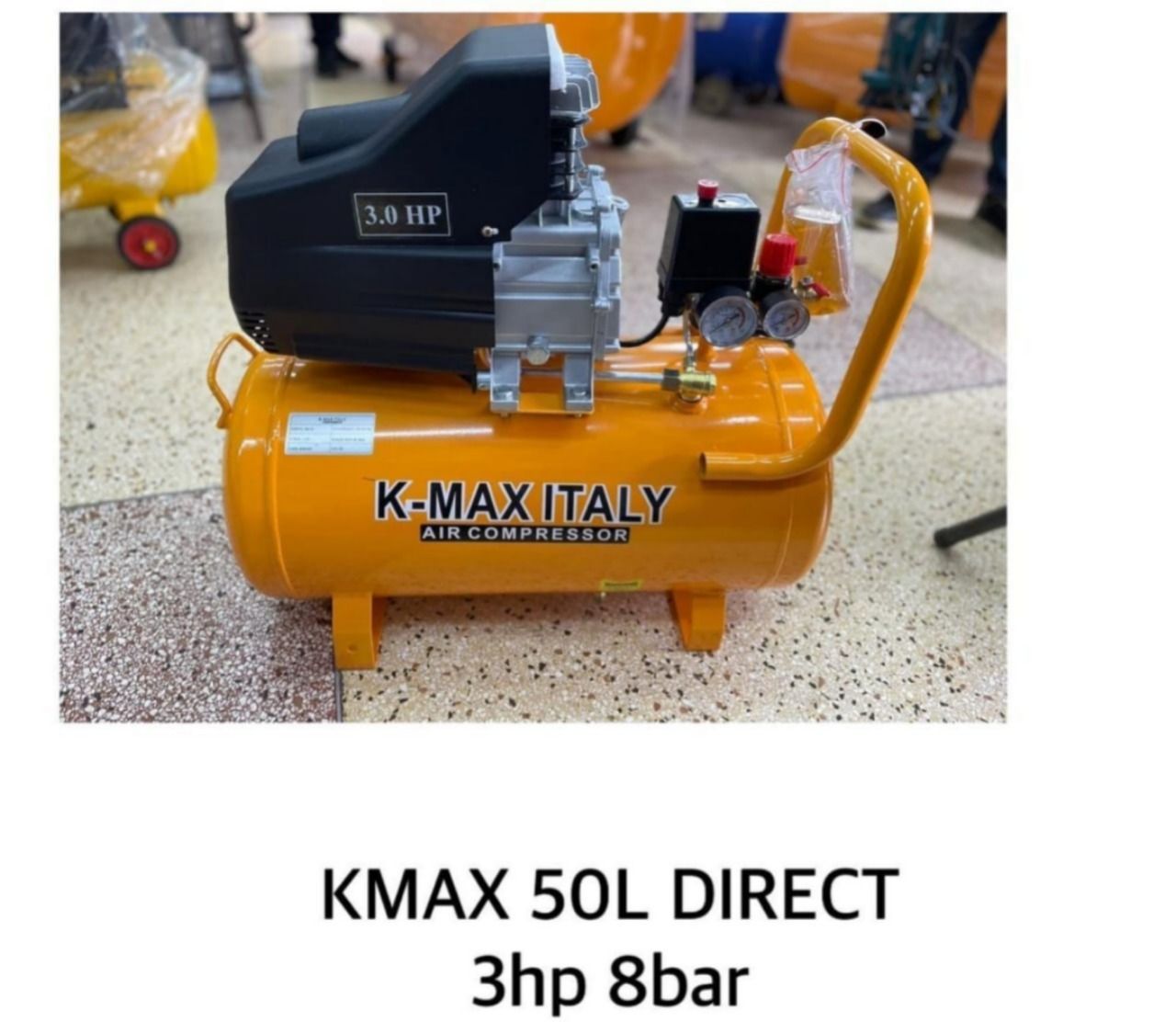 K Max 50L Direct Drive Air Compressor – 3HP, 8 Bar Portable Compressor