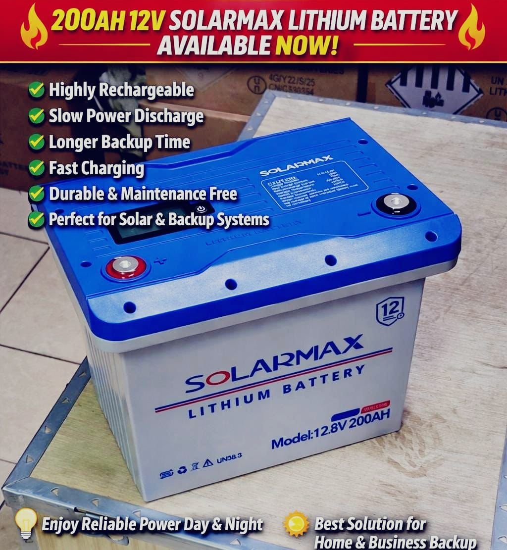 200Ah 12.8V Lithium Battery (LiFePO₄) – Deep Cycle Solar Battery with Built-in BMS | 6000+ Cycles