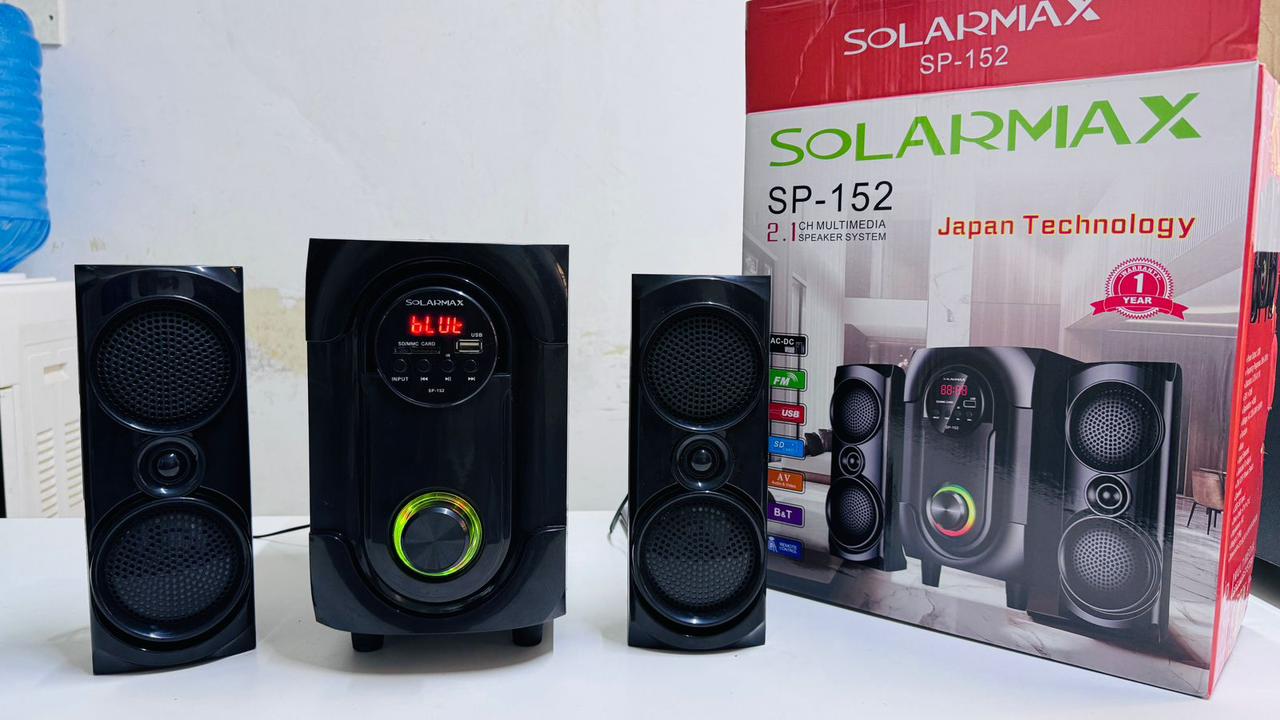 Solarmax SP-154 2.1 Channel Speaker System – Super Bass, Bluetooth, FM Radio, USB/SD, Home Theatre Sound