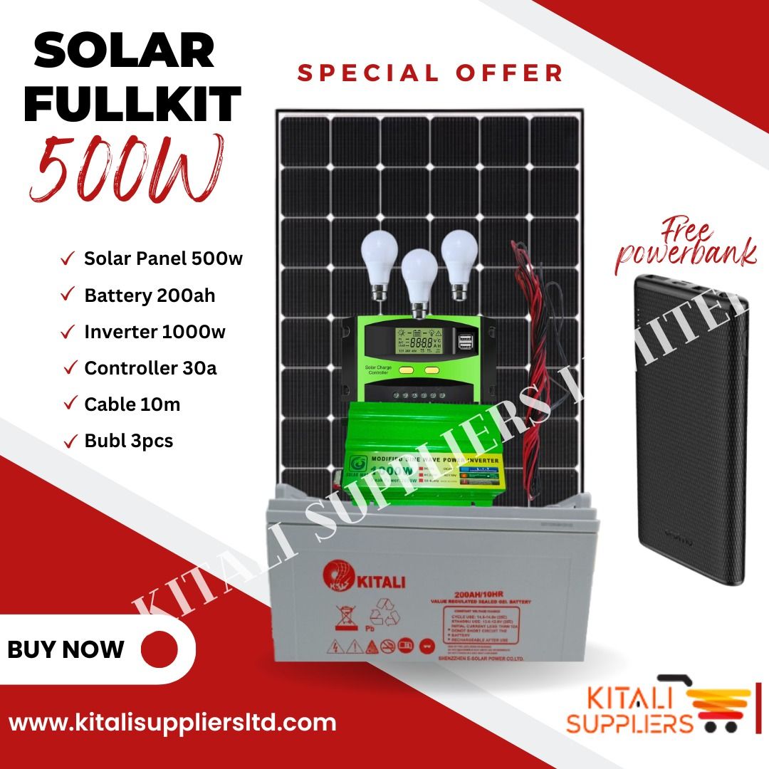 500w  solarmax solar panel , 200ag free maintenance battery 1000w inverter 30amps controller  10m cable  plus 3pc bulbs