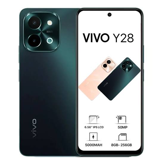 VIVO Y28 6.68'', 128GB Storage + 8GB RAM Upto 16GB RAM 50MP Camera, 6000mAh with 44WATTS Flash Charge Dual SIM-Smart Phones[Free Water Bottle]