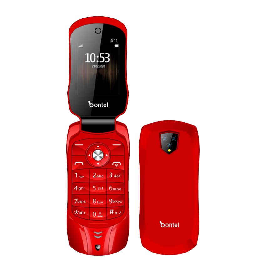 Bontel 911 1.77" Display Flip Phone 1000mAh Battery FM Radio Dual Sim Feature Phone