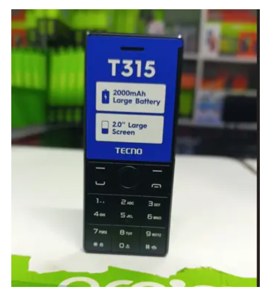 New Tecno T315  2.0” Large Screen 4MB RAM  2000mAh Battery Type C Charger FM Radio Dual Sim Feature phone Katululu  kabambe