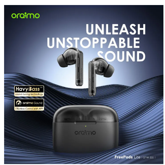 [PROMOTION!] Oraimo FreePods Lite MODEL OTW-330 ENC 40-hour Playtime Havybass True Wireless Earbuds With APP control Bluetooth earphone