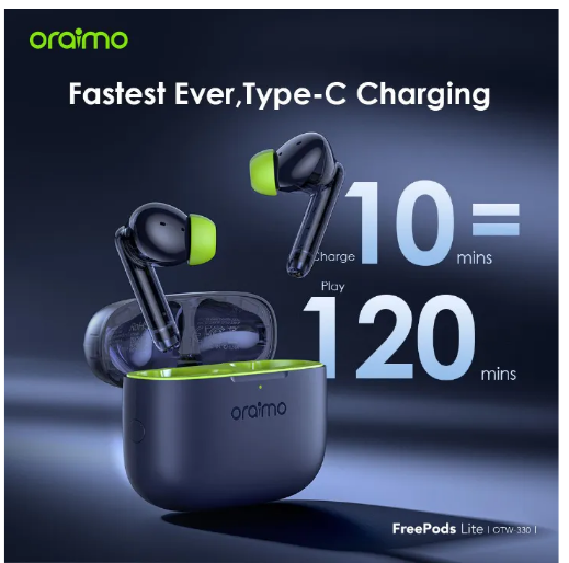 [PROMOTION!] Oraimo FreePods Lite MODEL OTW-330 ENC 40-hour Playtime Havybass True Wireless Earbuds With APP control Bluetooth earphone