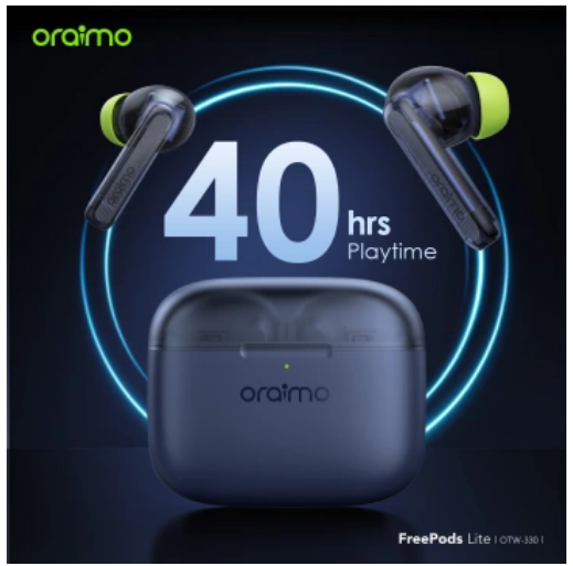 [PROMOTION!] Oraimo FreePods Lite MODEL OTW-330 ENC 40-hour Playtime Havybass True Wireless Earbuds With APP control Bluetooth earphone