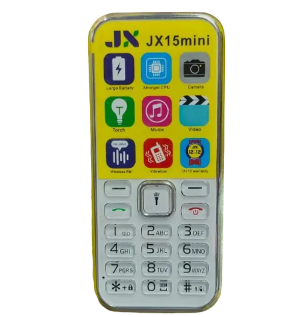 JX 15Mini Wireless Fm Torch Camera  Kabambe / Katululu / Mulika Mwizi / Jx 15 Mini Feature Phone One Year Warranty Vibration Dual Two Sim Card Screen Display 1.44 Inches