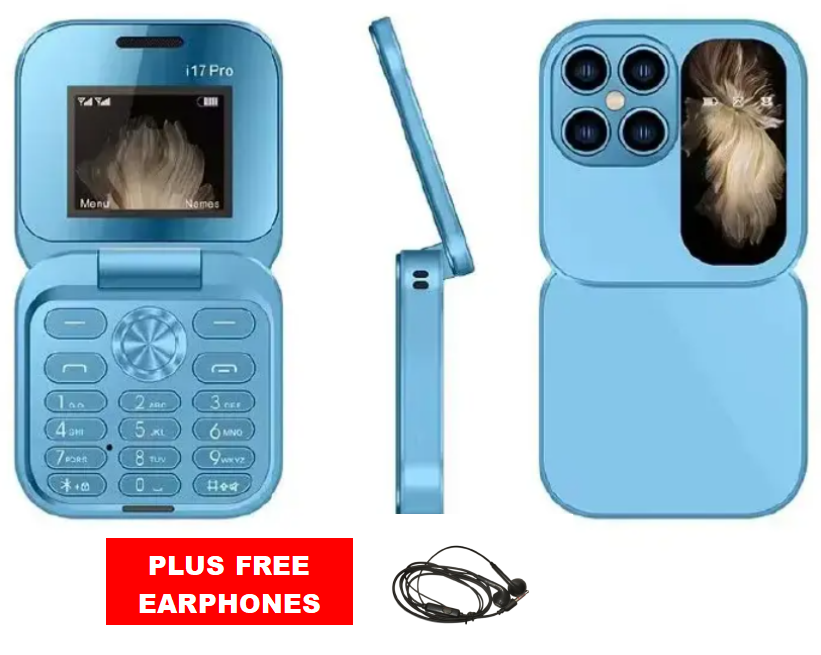 NEMOJO i17 PRO FLIP PHONE DUAL SIM CARD TWO - 2 SIM CARD SLOT BATTERY 1300MAH FM RADIO 1.8 INCH SCREEN DISPLAY FOLDABLE PHONE NEW ARRIVAL ON OFFER KABAMBE KATULULU MLIKA MWIZI FEATURE PHONE