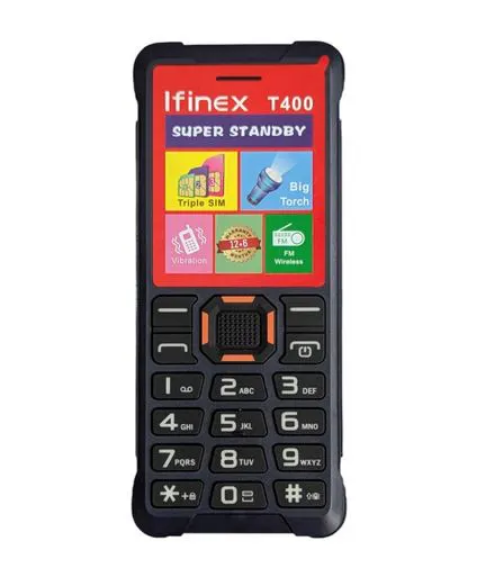 Ifinex T400 TRIPLE SIM CARD FEATURE PHONE WITH Bluetooth /Wireless FM/SD Slot T 400 kabambe/katululu/mulika mwizi/button feature phone