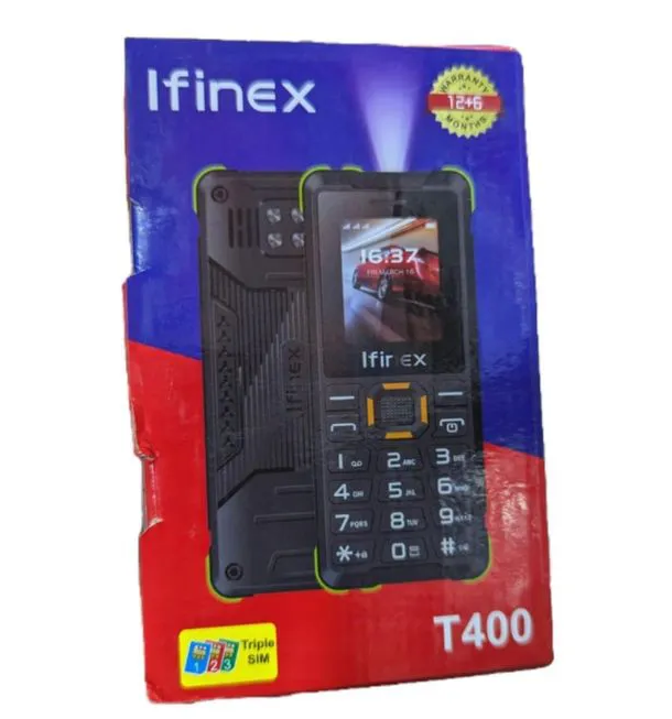 Ifinex T400 TRIPLE SIM CARD FEATURE PHONE WITH Bluetooth /Wireless FM/SD Slot T 400 kabambe/katululu/mulika mwizi/button feature phone