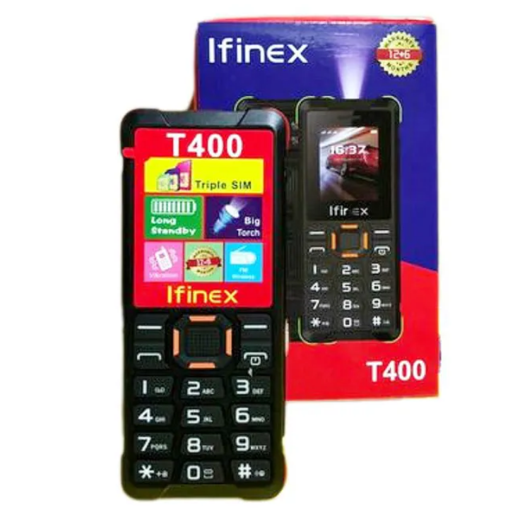 Ifinex T400 TRIPLE SIM CARD FEATURE PHONE WITH Bluetooth /Wireless FM/SD Slot T 400 kabambe/katululu/mulika mwizi/button feature phone