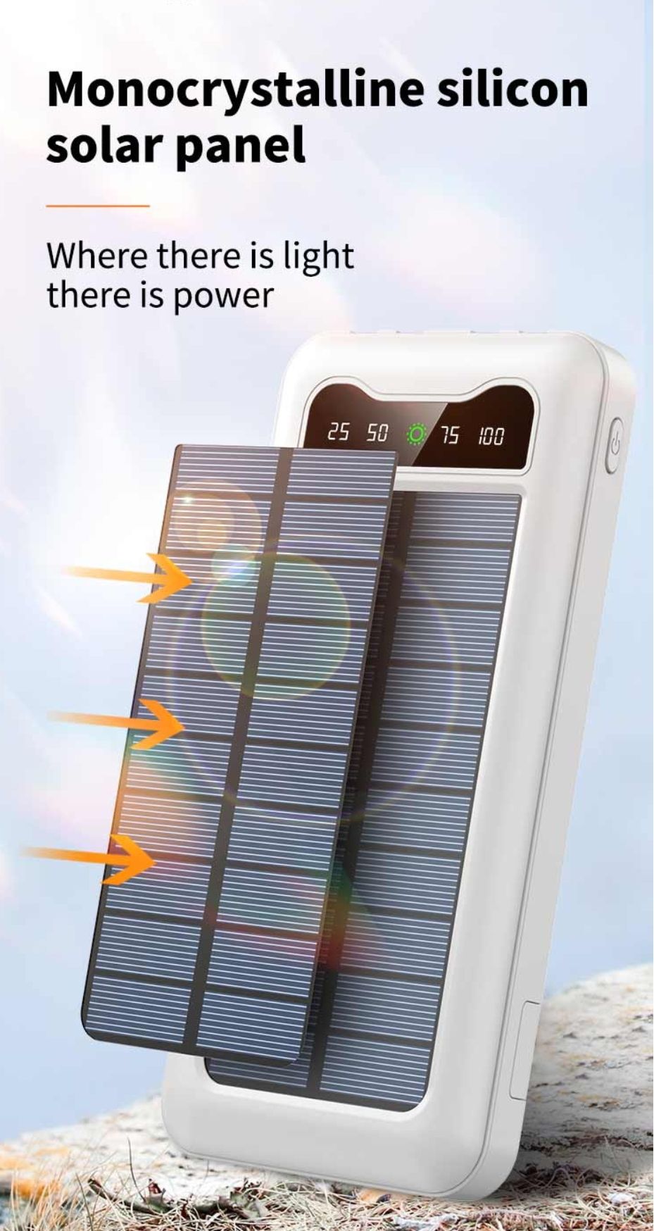EXCELLENT P60 SOLAR POWER BANK  12,000 mAh  Solar charge + USB cable + micro port