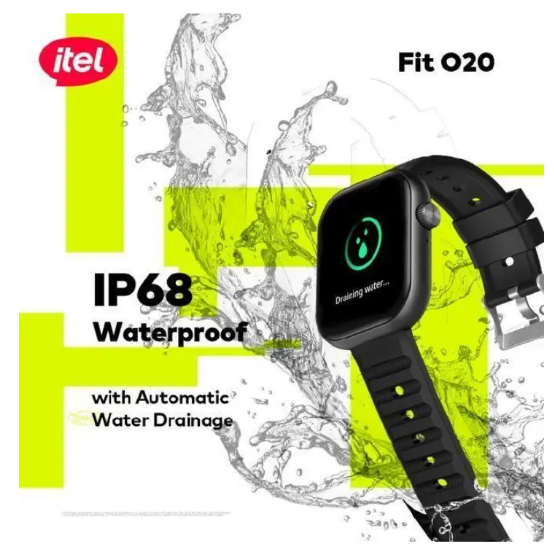 Itel Smart Watch Fit O20 – 2.04" HD Display, IP68 Waterproof, AI-Powered Watch Faces, BT 5.3, Extra Strap, Smartwatches