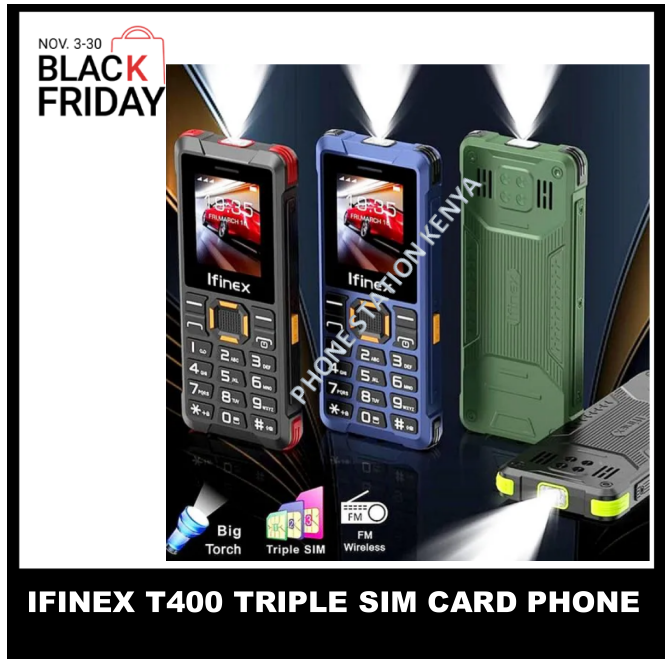 [BLACK FRIDAY OFFER!] Ifinex T400 TRIPLE SIM CARD FEATURE PHONE WITH Bluetooth /Wireless FM/SD Slot T 400 kabambe / katululu / mulika mwizi / button feature phone