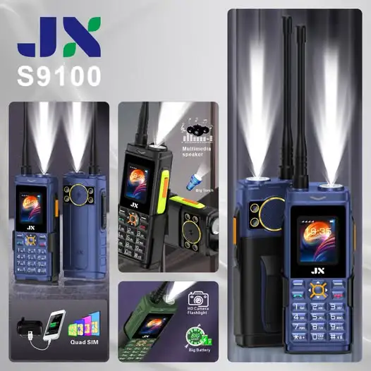 BRAND NEW JX S9100 Phone QUAD (4) SIM POWER BANK 1.77” inch Display 7200mAh Battery Buletooth Vibrator Wireless FM MP3/MP4 Big Torch  Auto callrecording Cell Feature Phones Mobile
