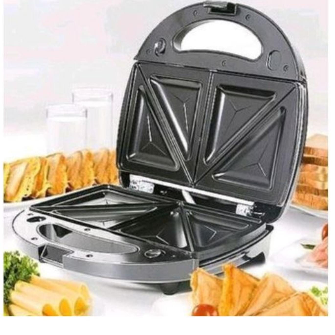 Non Stick Sokany 2 slice Bread Sandwich Maker & Toaster- it features a sleek design, power indicator lights, and a safety lock, making it a must-have for any kitchen,