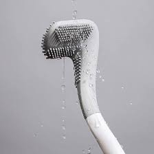 SILICONE BRISTLE TOILET BRUSH IS AVAILABLE IN COLOR GREY AND FEATURES DOUBLE-SIDED BRISTLES FOR EFFICIENT CLEANING.