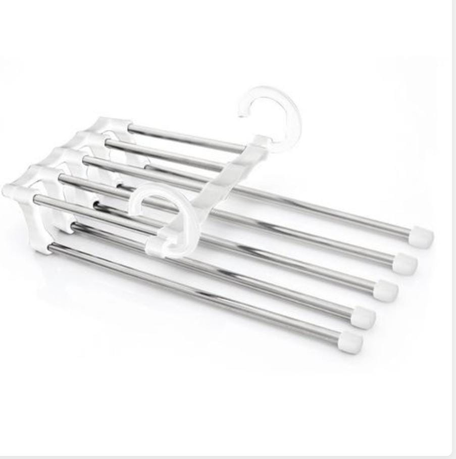 TELESCOPE DUO 5-IN-1 MULTIFUNCTIONAL HANGER CLOTHES ORGANIZER FOR TROUSERS - BLACK AND WHITE - SPACE SAVING, NEAT, AND SMART