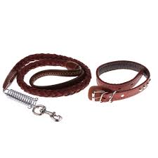 Easy Grip Rolled Up Leather Dog Collar and Leash - Available in Black and Brown, Made of PU Leather, Adjustable Collar, Prevents Tangling of Hair Under Collar