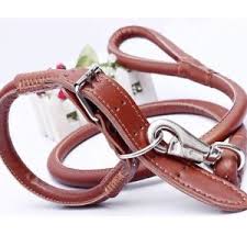 Easy Grip Rolled Up Leather Dog Collar and Leash - Available in Black and Brown, Made of PU Leather, Adjustable Collar, Prevents Tangling of Hair Under Collar