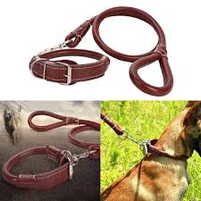 Easy Grip Rolled Up Leather Dog Collar and Leash - Available in Black and Brown, Made of PU Leather, Adjustable Collar, Prevents Tangling of Hair Under Collar