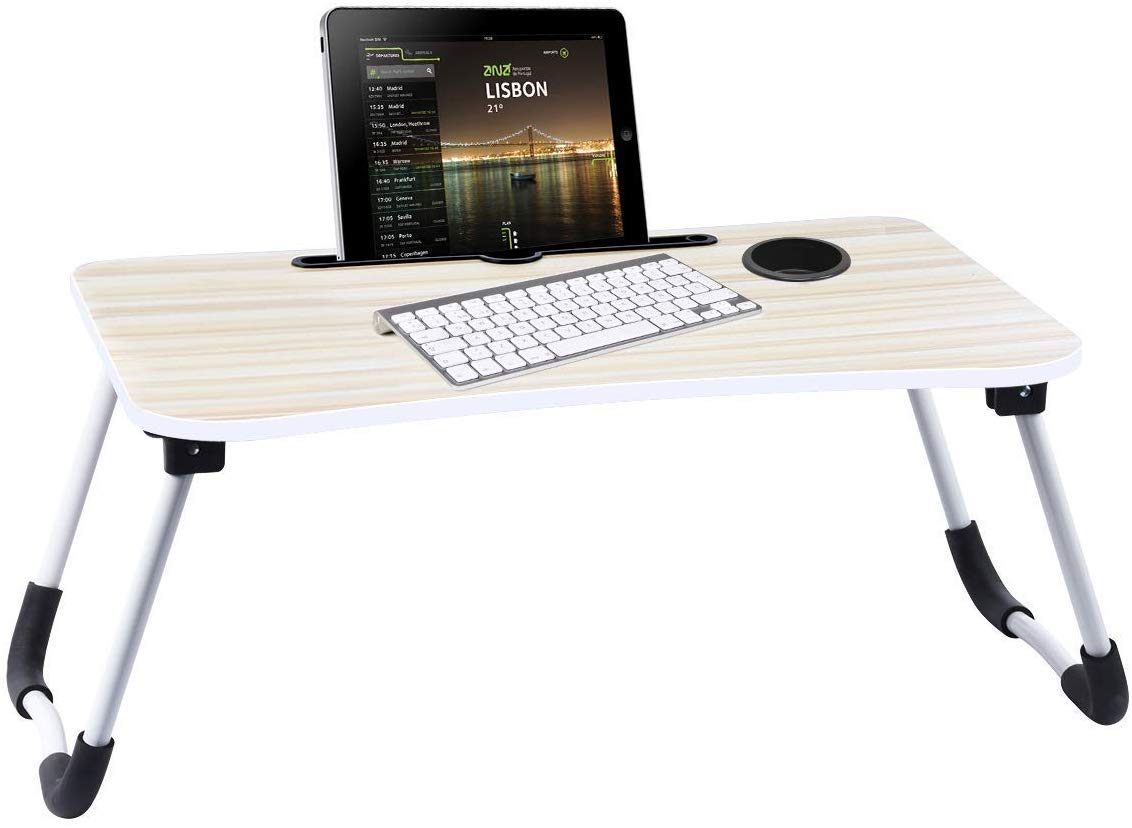NEW ARRIVAL HIGH QUALITY Foldable Bed Table for Laptop – Laptop Desk Stand with Storage Drawer, Portable Tray Table for Writing, Reading, Eating – Adjustable Lap Desk for Bed, Sofa, and Floor Use