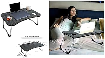 NEW ARRIVAL HIGH QUALITY Foldable Bed Table for Laptop – Laptop Desk Stand with Storage Drawer, Portable Tray Table for Writing, Reading, Eating – Adjustable Lap Desk for Bed, Sofa, and Floor Use