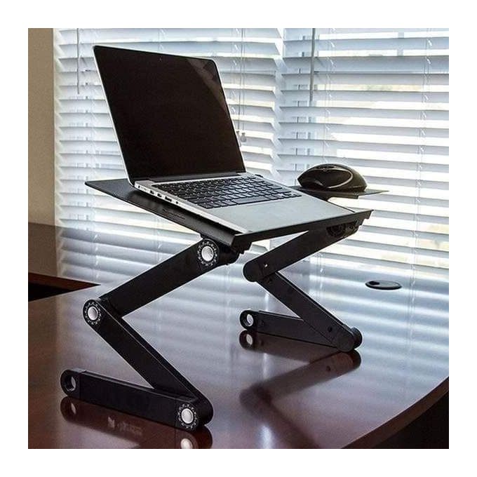 💻✨ Foldable Adjustable Laptop Stand with Built-In Cooling Fan – Portable Ergonomic Desk Riser for Office, Study, Gaming, and Bed Use, Lightweight & Durable Design 🌟🌀