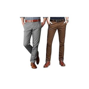 Official Khaki Trousers for Men – Premium Stretch Cotton Formal Pants, Classic Straight or Slim Fit with Multi-Pocket Styling for Office & Business Wear