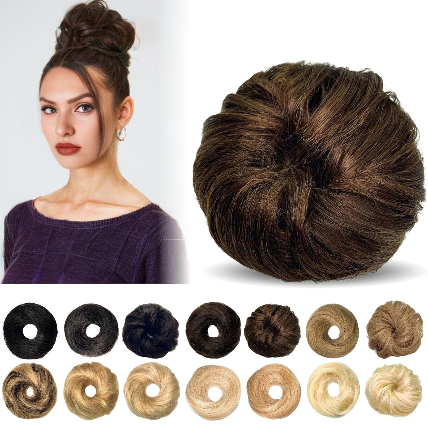 Chignon Ponytail Hair Extensions Fluffy Donut Updo Hair Pieces Bun Hair Messy Hair Bun Scrunchies for Women