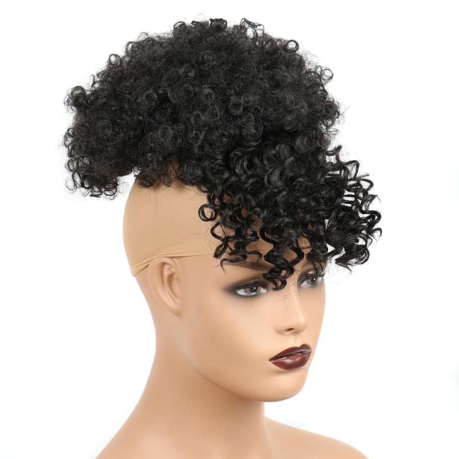 High Puff Afro Kinky Curly Synthetic Ponytail with Bangs Ponytail Hair Extension Drawstring Wigs