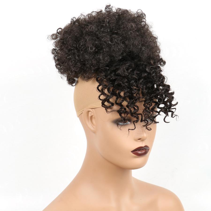 High Puff Afro Kinky Curly Synthetic Ponytail with Bangs Ponytail Hair Extension Drawstring Wigs