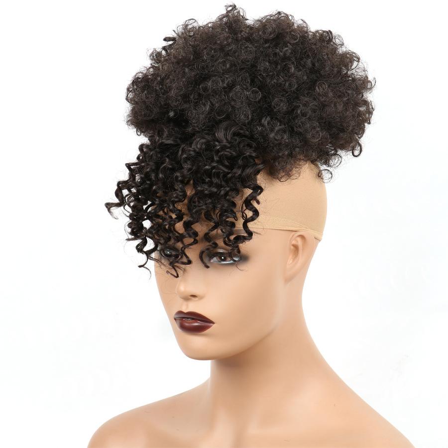 High Puff Afro Kinky Curly Synthetic Ponytail with Bangs Ponytail Hair Extension Drawstring Wigs