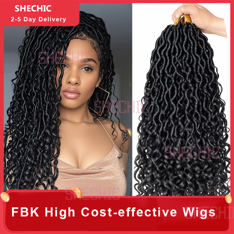 2 Packs Afro wigs Synthetic Extensions populor haistyles for women and girls gift Pre looped Bohmian Locs, Brugundy Goddess Locs Crochet Hair 18 Inch