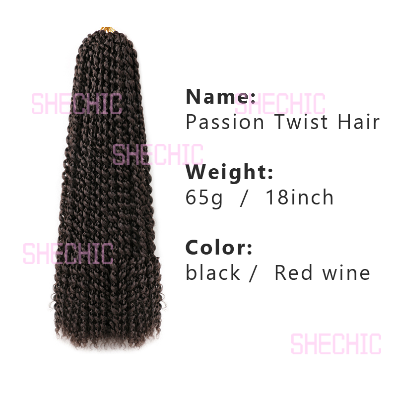 African Women  synthetic wig Passion Twist Hair 18 inch Black and  Wine Red color Girl and Female Gift