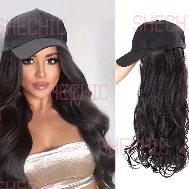 FBK Woman Hair Wigs African Hat Wig with Long Curly Hair Weaver wig for Girl Female Gift  Fashionable Wig, Easy to Wear 25 inch