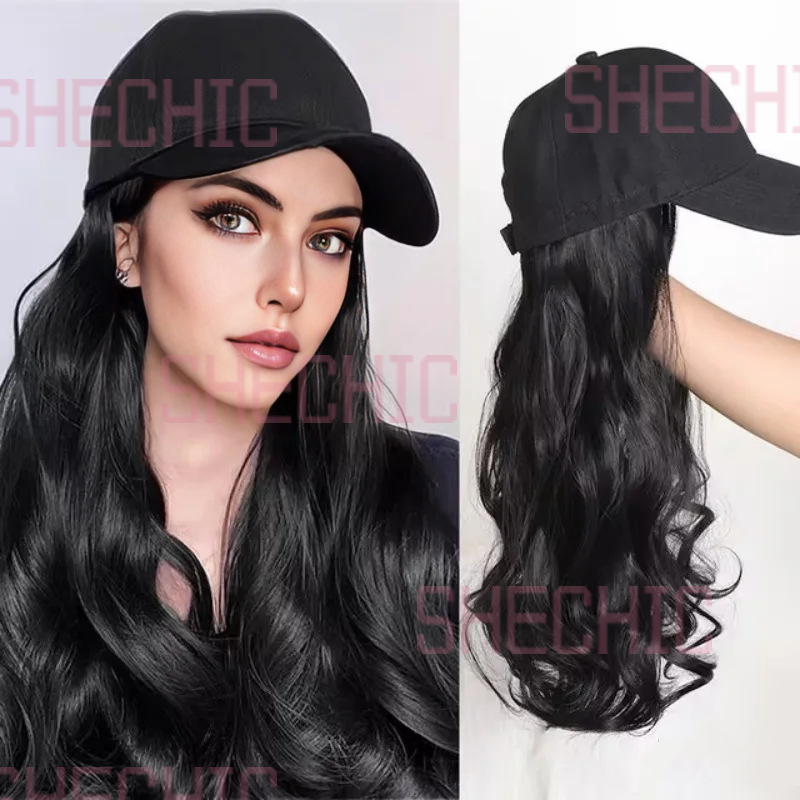 FBK Woman Hair Wigs African Hat Wig with Long Curly Hair Weaver wig for Girl Female Gift  Fashionable Wig, Easy to Wear 25 inch