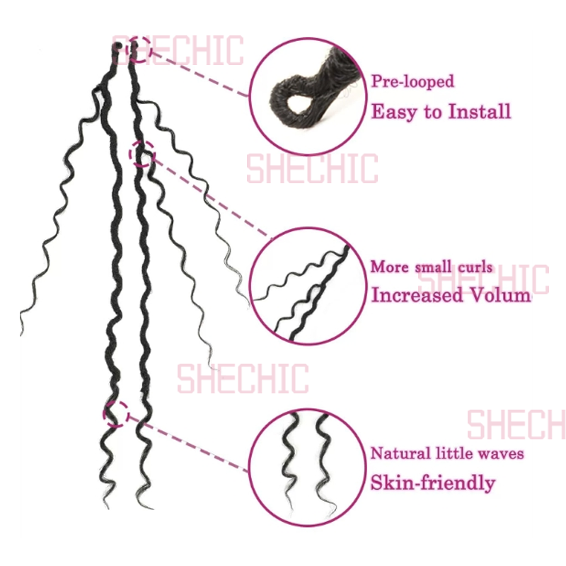 1 Packs Afro wigs Synthetic Extensions populor haistyles for women and girls gift Pre looped Bohmian Locs, Brugundy Goddess Locs Crochet Hair 20 Inch