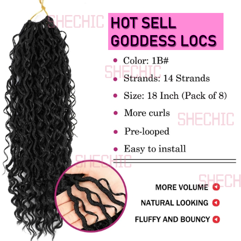1 Packs Afro wigs Synthetic Extensions populor haistyles for women and girls gift Pre looped Bohmian Locs, Brugundy Goddess Locs Crochet Hair 20 Inch