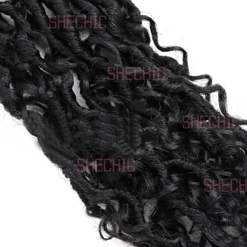 1 Packs Afro wigs Synthetic Extensions populor haistyles for women and girls gift Pre looped Bohmian Locs, Brugundy Goddess Locs Crochet Hair 20 Inch