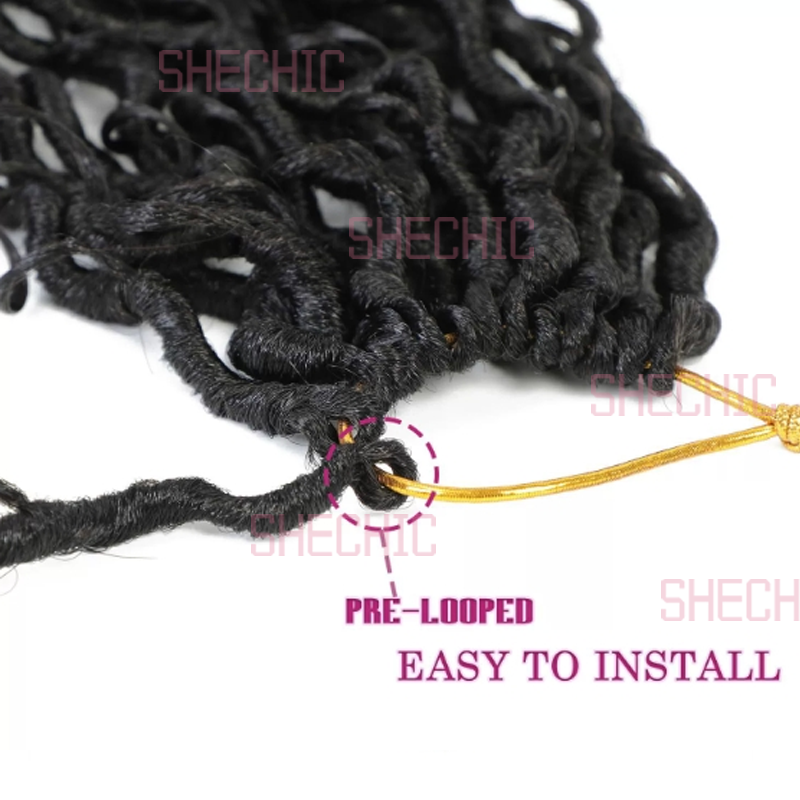 1 Packs Afro wigs Synthetic Extensions populor haistyles for women and girls gift Pre looped Bohmian Locs, Brugundy Goddess Locs Crochet Hair 20 Inch
