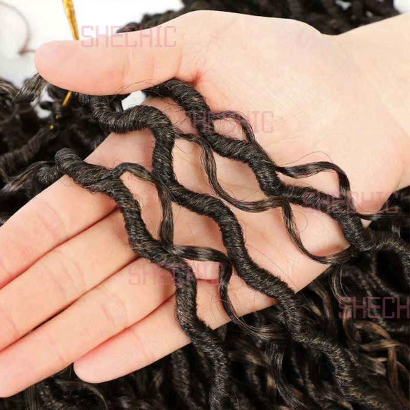 1 Packs Afro wigs Synthetic Extensions populor haistyles for women and girls gift Pre looped Bohmian Locs, Brugundy Goddess Locs Crochet Hair 20 Inch