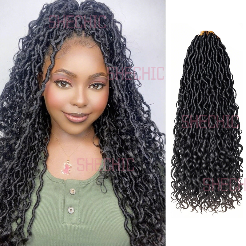 1 Packs Afro wigs Synthetic Extensions populor haistyles for women and girls gift Pre looped Bohmian Locs, Brugundy Goddess Locs Crochet Hair 20 Inch