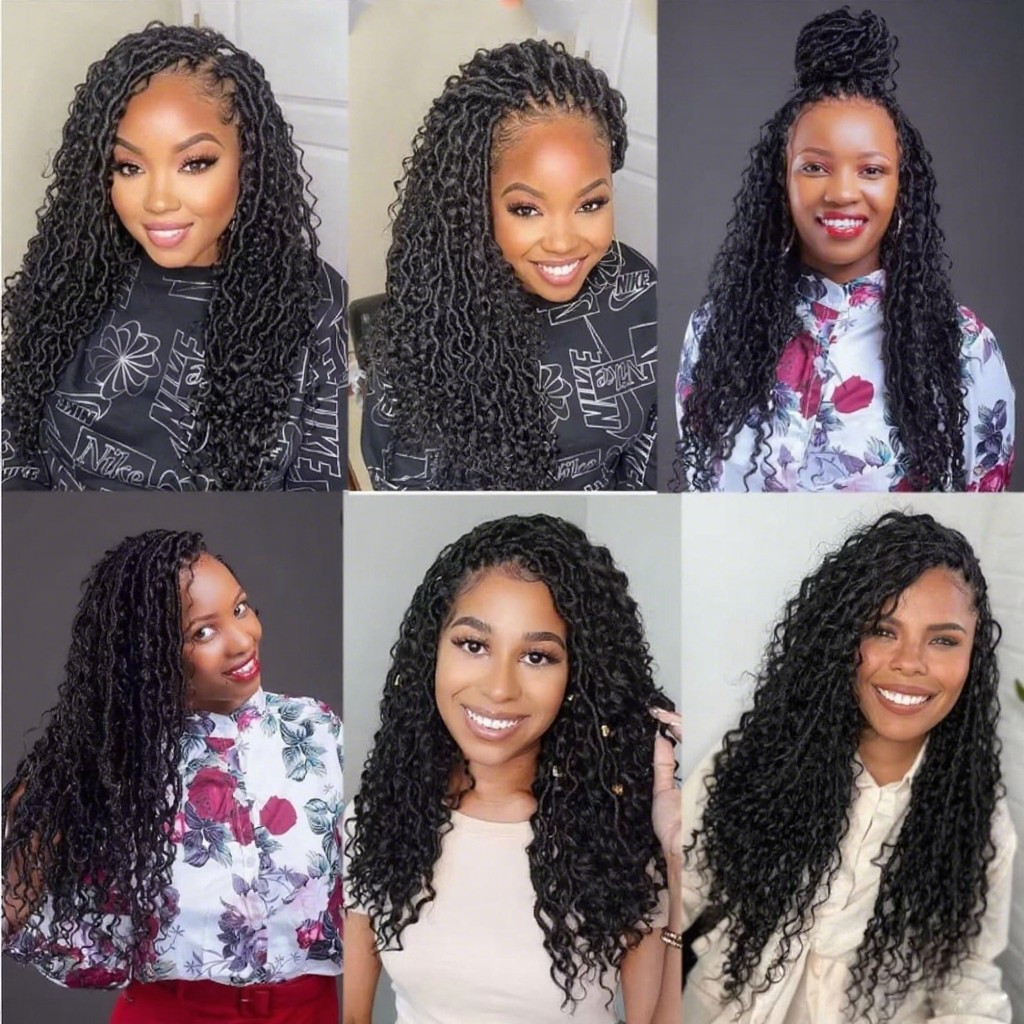 1 Packs Afro wigs Synthetic Extensions populor haistyles for women and girls gift Pre looped Bohmian Locs, Brugundy Goddess Locs Crochet Hair 20 Inch