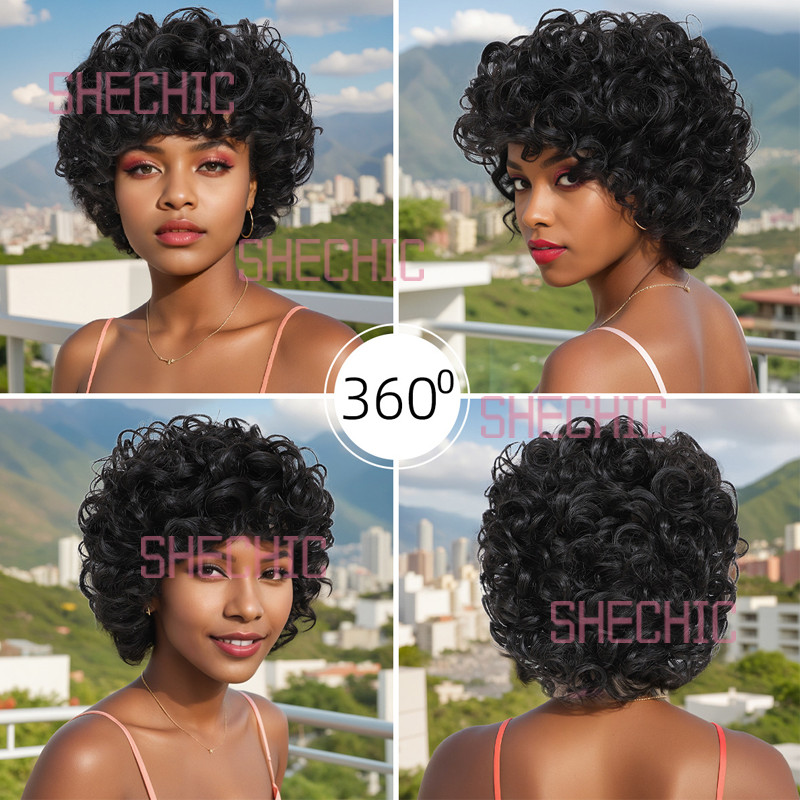FBK Fashionable Women Wigs Short Curly Hair Wigs 12 inch Hair Covers Women's gifts, Young Girls  wigs personalized wigs