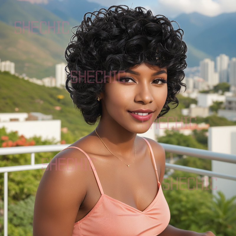 FBK Fashionable Women Wigs Short Curly Hair Wigs 12 inch Hair Covers Women's gifts, Young Girls  wigs personalized wigs