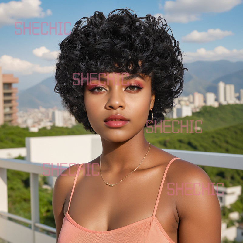 FBK Fashionable Women Wigs Short Curly Hair Wigs 12 inch Hair Covers Women's gifts, Young Girls  wigs personalized wigs