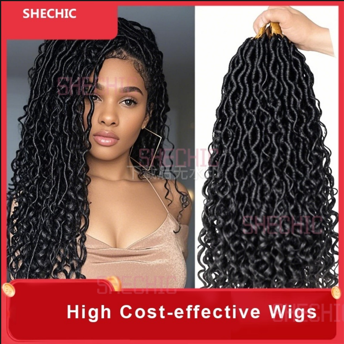 1 Packs Afro wigs Synthetic Extensions populor haistyles for women and girls gift Pre looped Bohmian Locs, Brugundy Goddess Locs Crochet Hair 20 Inch