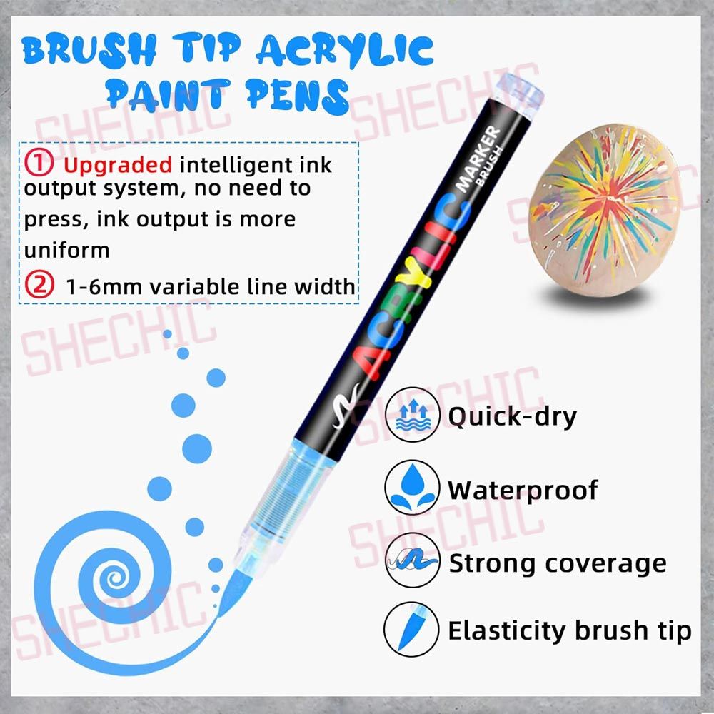 12 Pack Black Acrylic Paint Pens Soft Brush Tip - Waterproof Multi-Surface Markers for Wood, Rock, Fabric, Ceramic, Glass, DIY Crafts & School Art Projects in Kenya