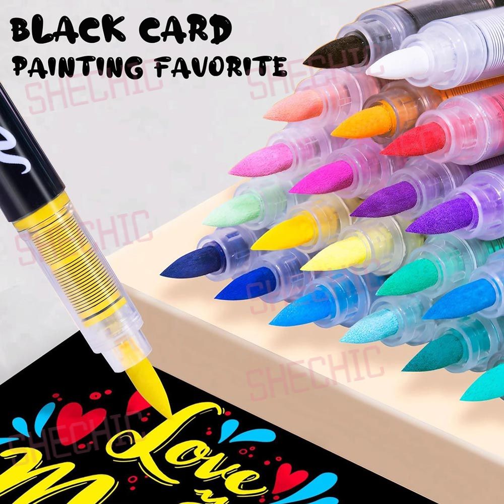 12 Pack Black Acrylic Paint Pens Soft Brush Tip - Waterproof Multi-Surface Markers for Wood, Rock, Fabric, Ceramic, Glass, DIY Crafts & School Art Projects in Kenya